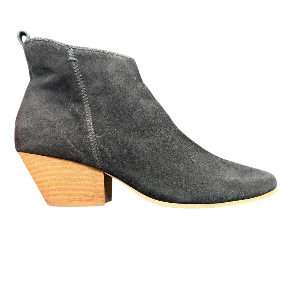 Dolce Vita Black Suede Ankle Boots Size 8 Block Heel Booties - Picture 11 of 11